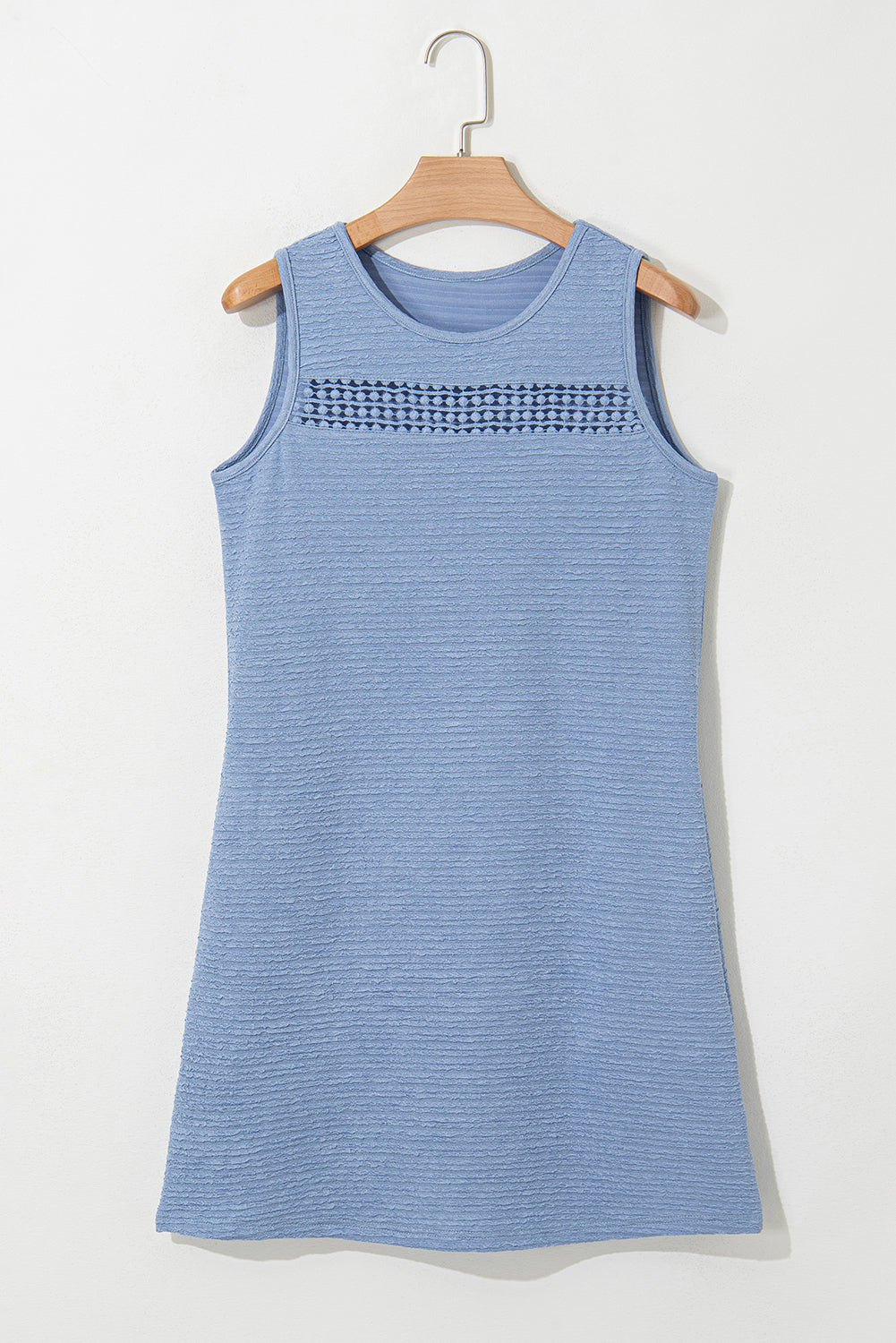 Robe mini sans manches en dentelle texturée — Noir, Bleu, Rose
