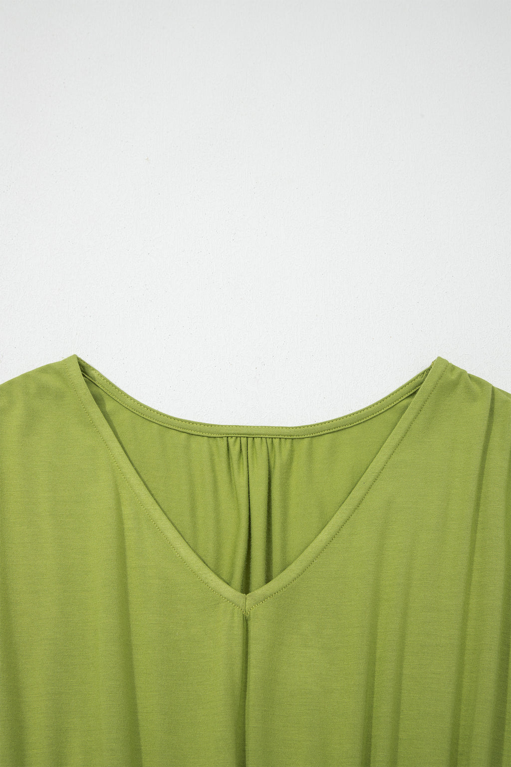 Robe maxi col V à manches courtes et taille élastique — vert fougère