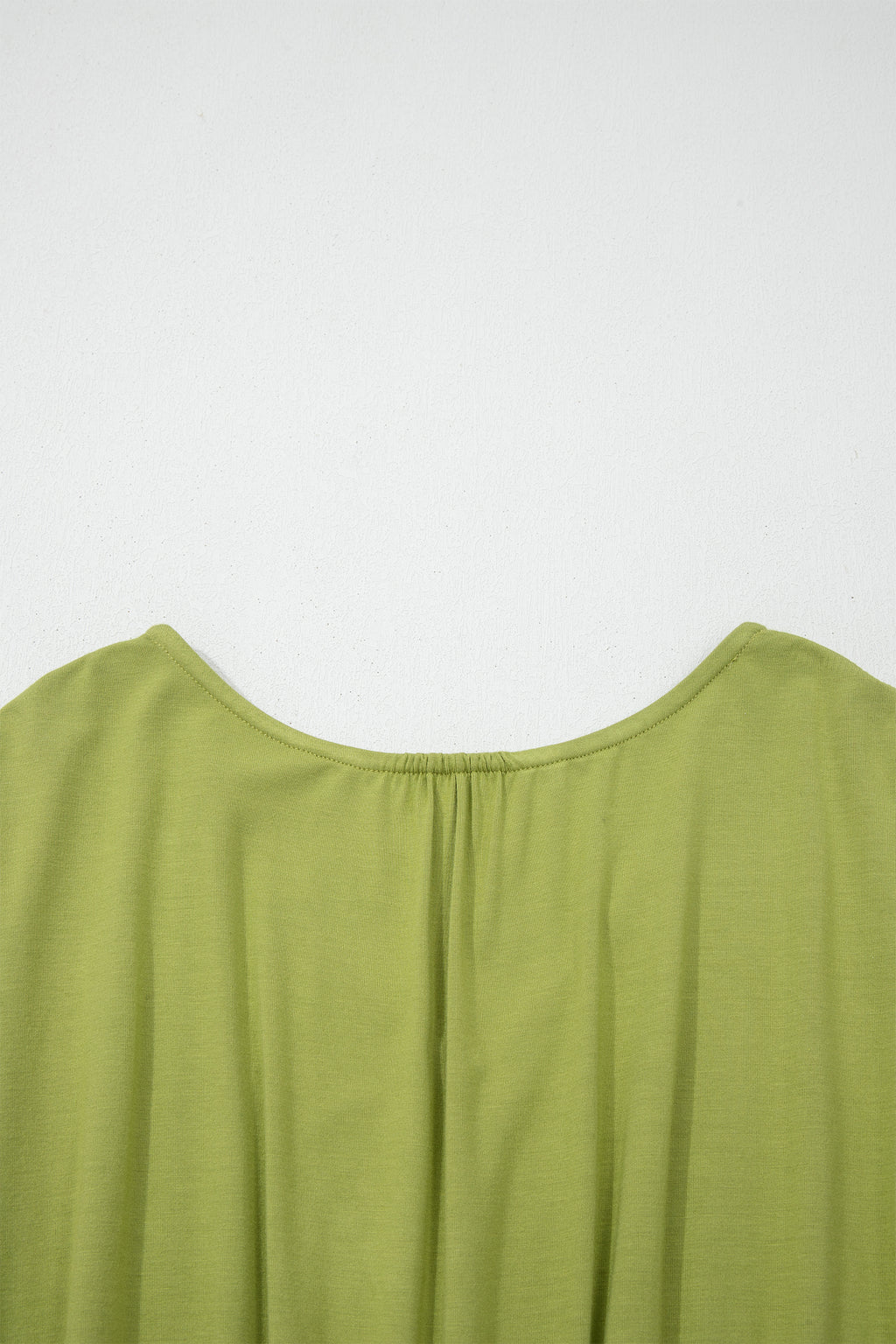 Robe maxi col V à manches courtes et taille élastique — vert fougère