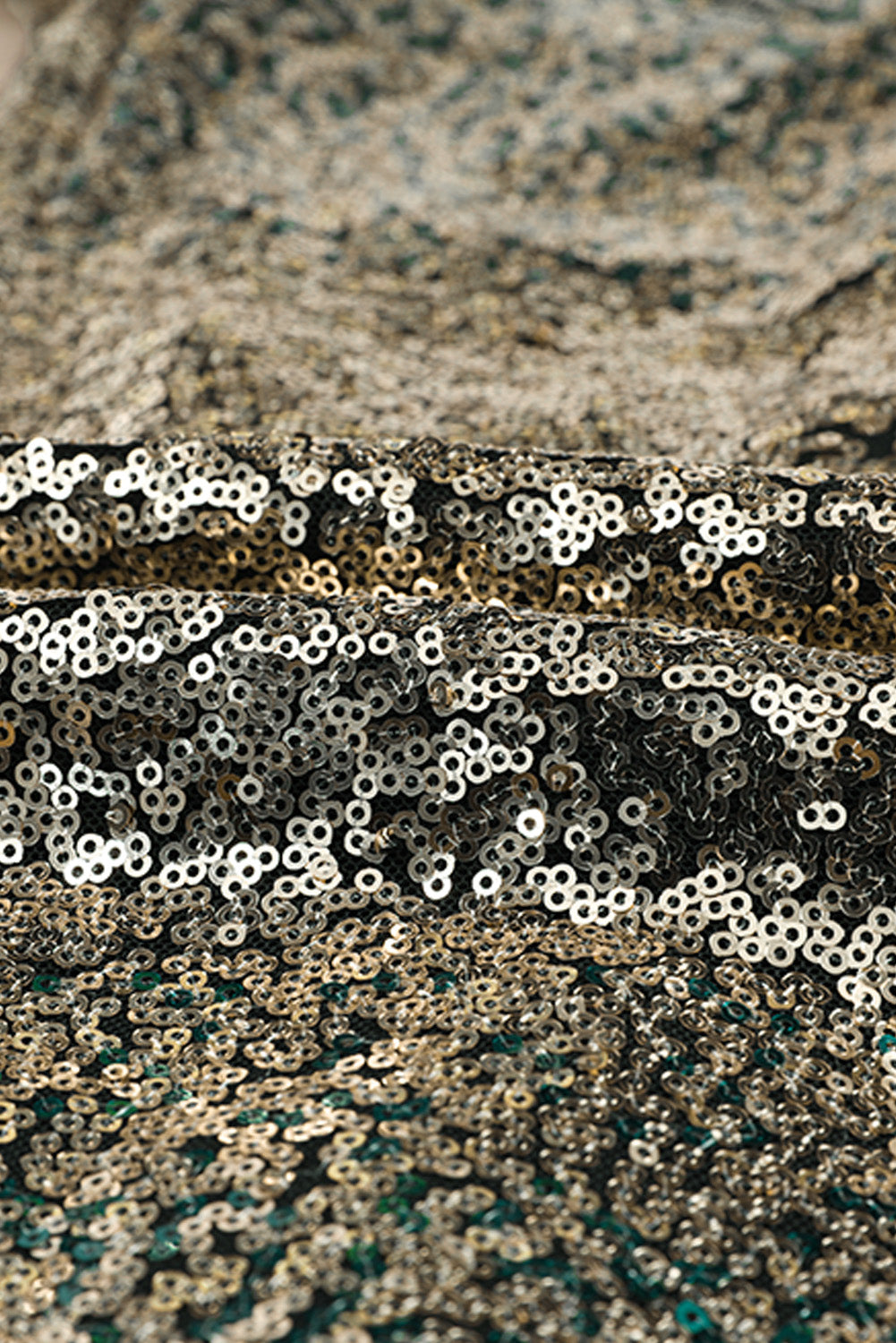 Pantalon Évasé à Sequins Dégradé Vert, Noir & Or