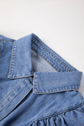 Chemisier Denim Bleu Crépuscule – Manches Longues & Volants