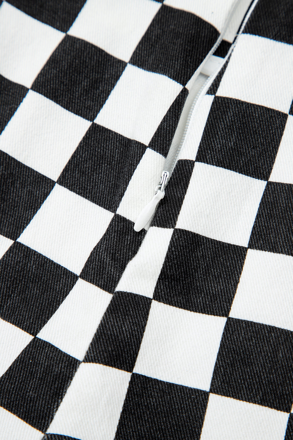 Short en jean à carreaux — Noir & Blanc