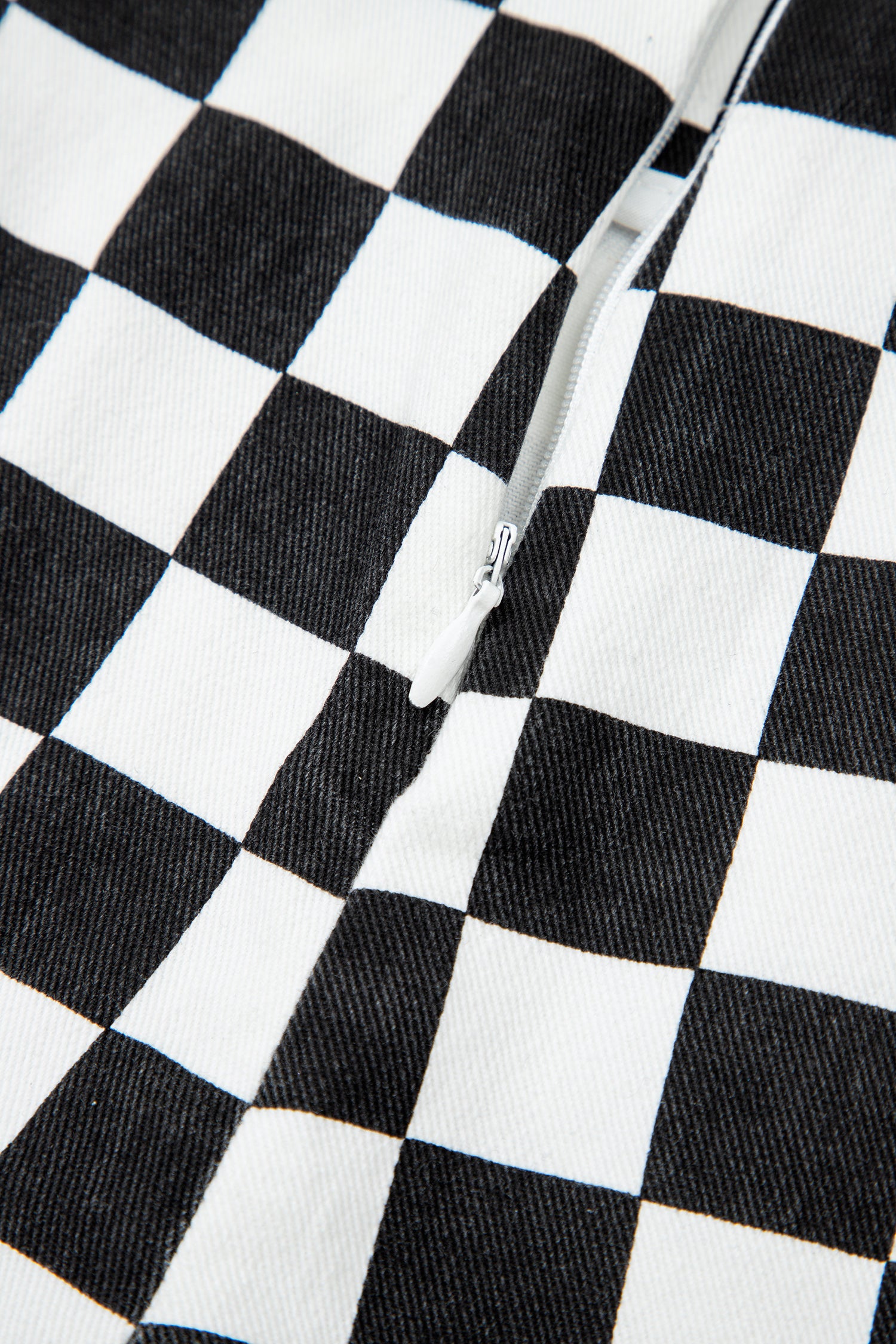 Short en jean à carreaux — Noir & Blanc