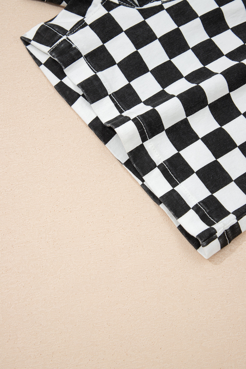 Short en jean à carreaux — Noir & Blanc