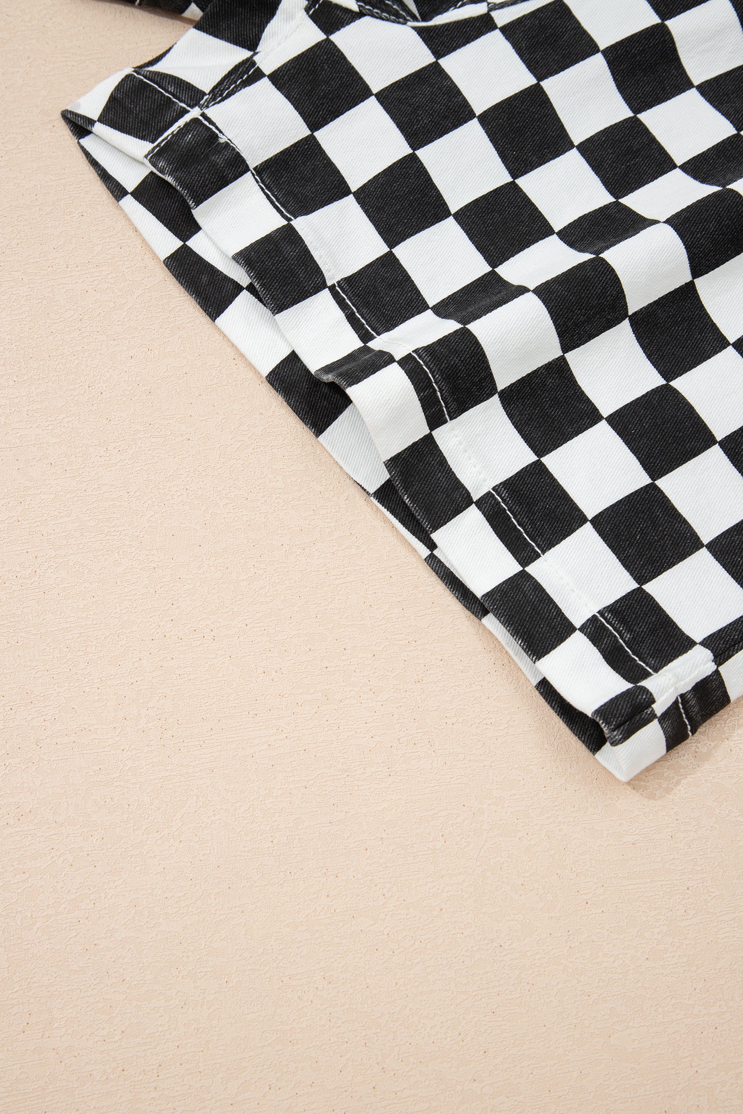Short en jean à carreaux — Noir & Blanc