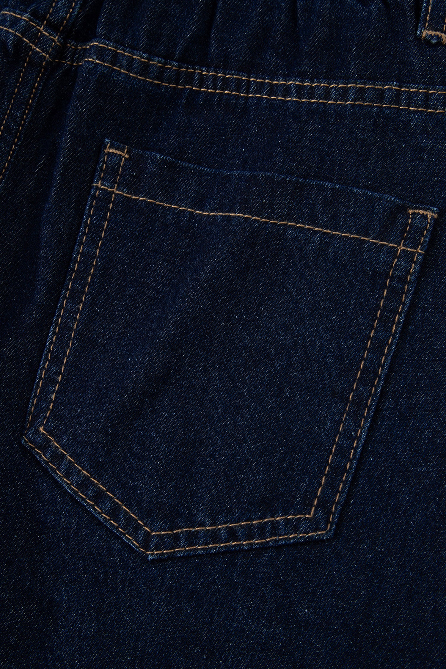 Short en jean à bordure festonnée — Bleu marine