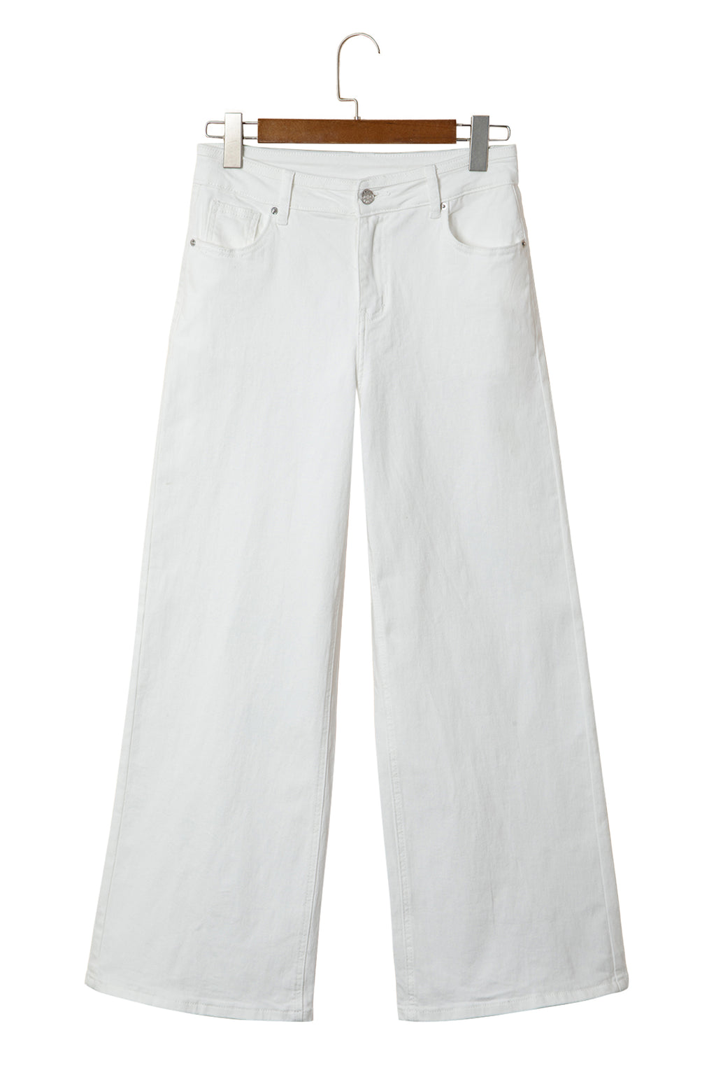 Jean blanc uni — Coupe jambes larges & taille mi-haute