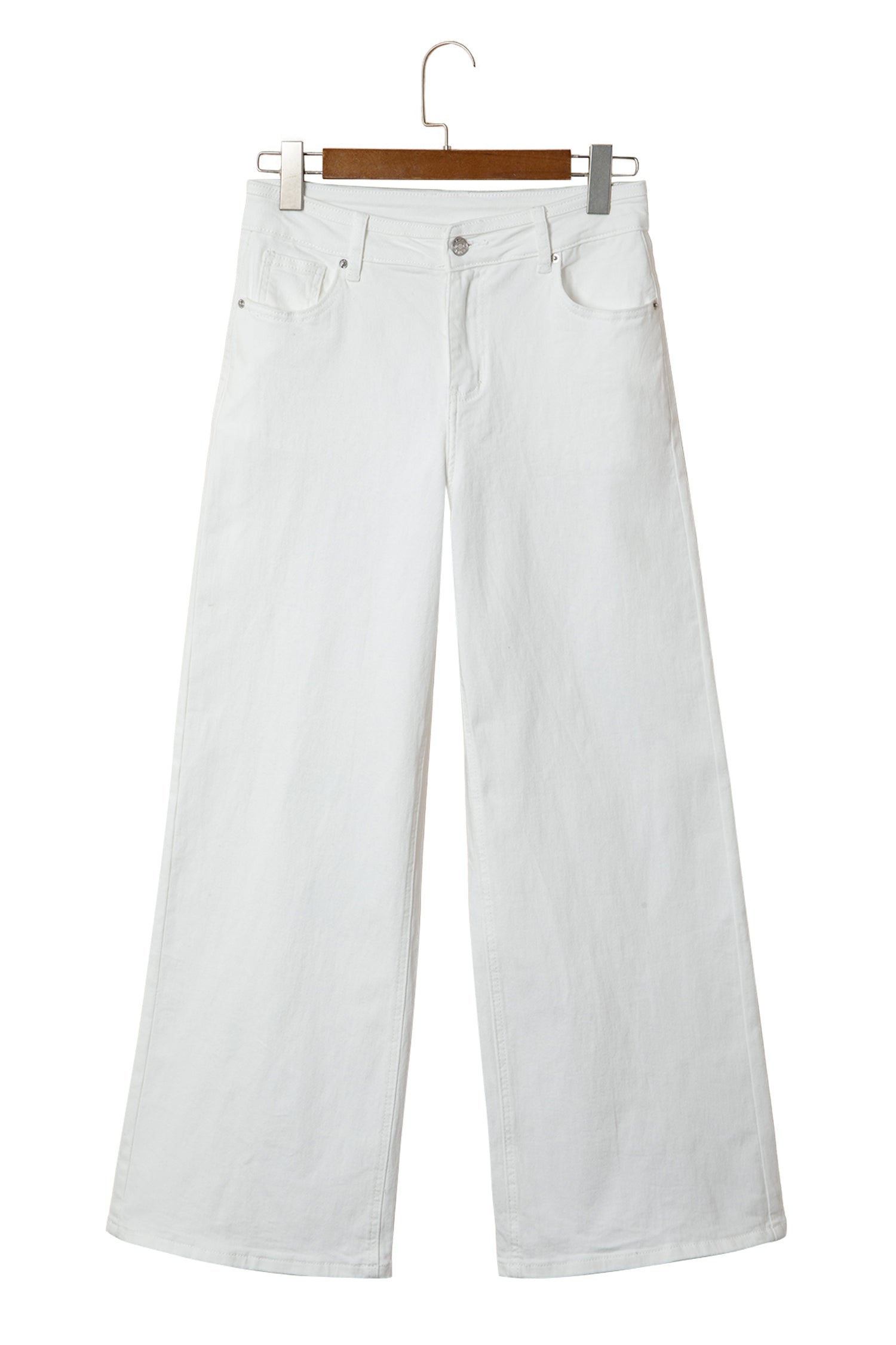 Jean blanc uni — Coupe jambes larges & taille mi-haute