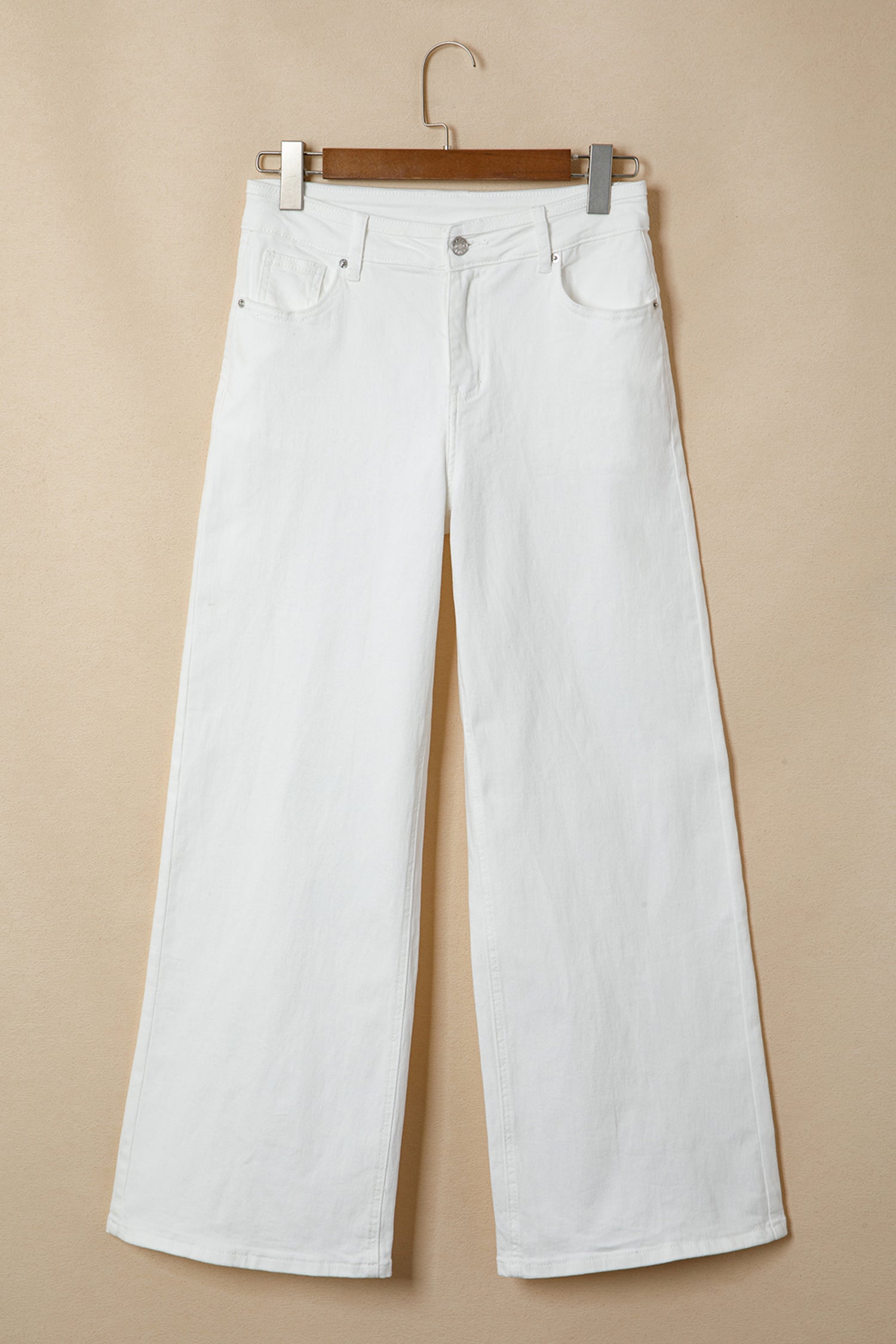 Jean blanc uni — Coupe jambes larges & taille mi-haute