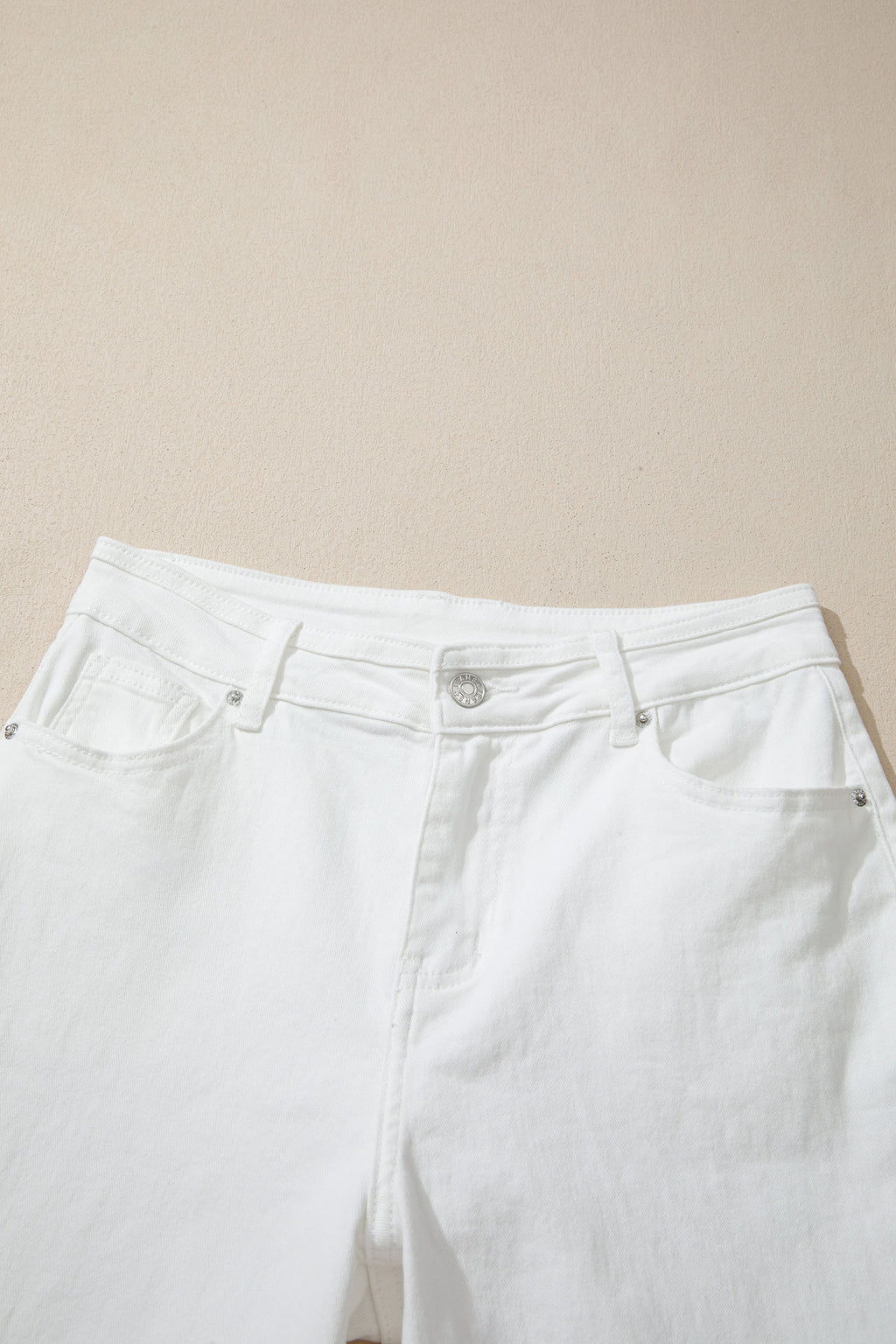 Jean blanc uni — Coupe jambes larges & taille mi-haute