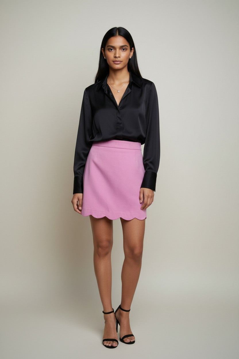 Jupe courte Asos taille S - Rose Poudré avec ourlet festoné