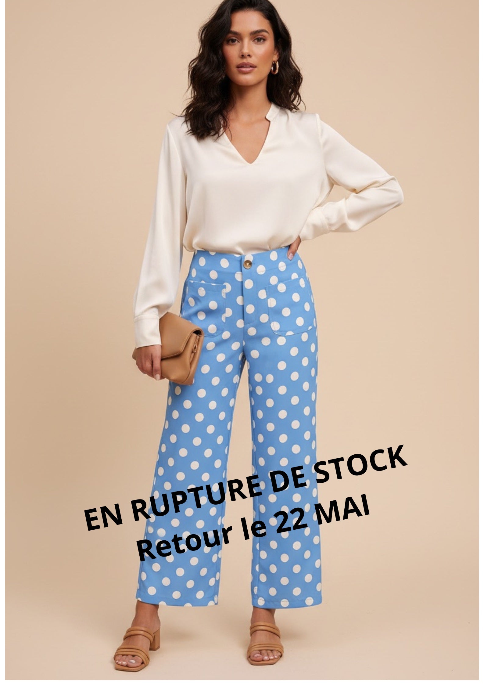 Pantalon à pois – coupe droite taille mi-haute