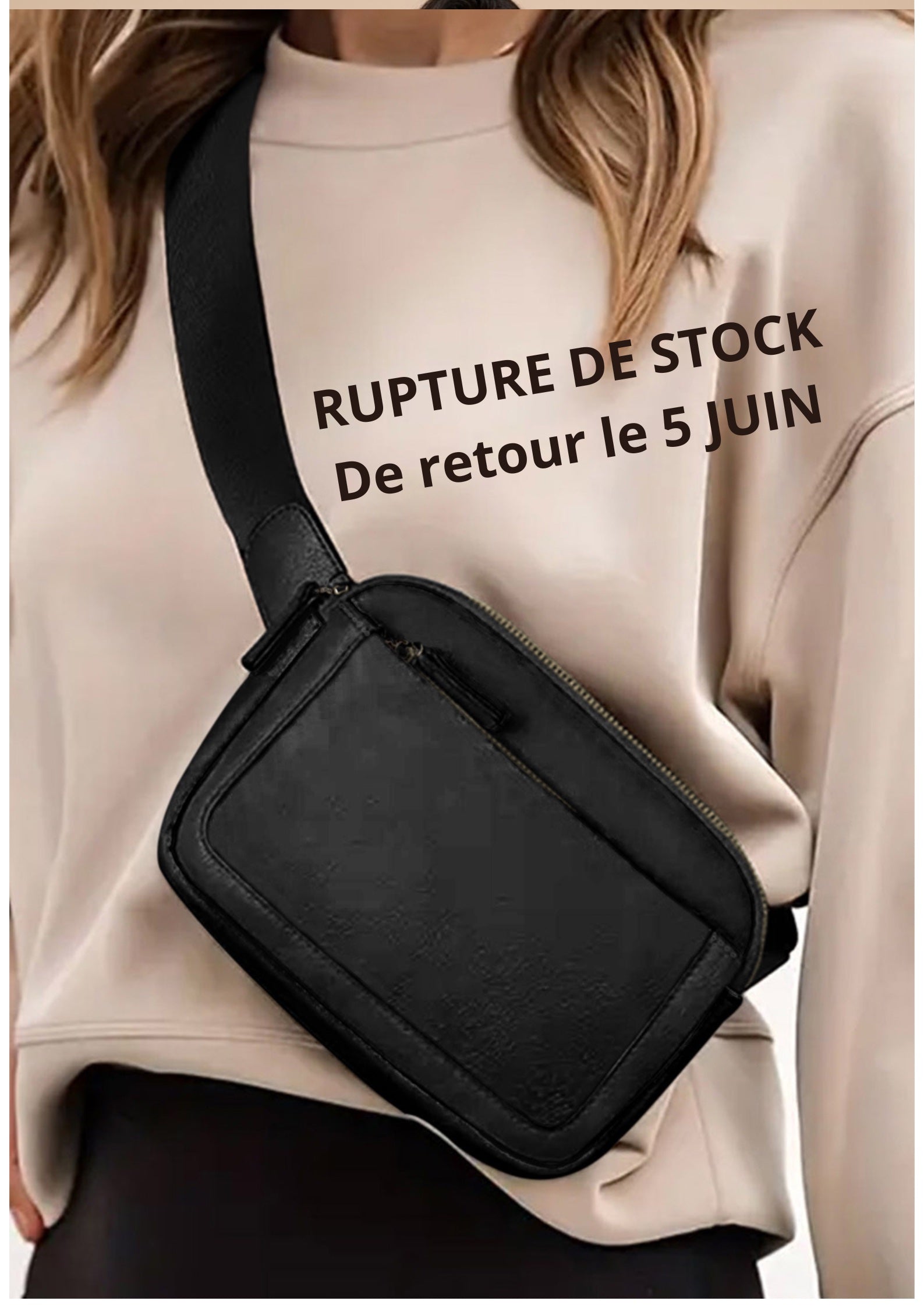 Sac bandoulière minimaliste noir - Multi-compartiments