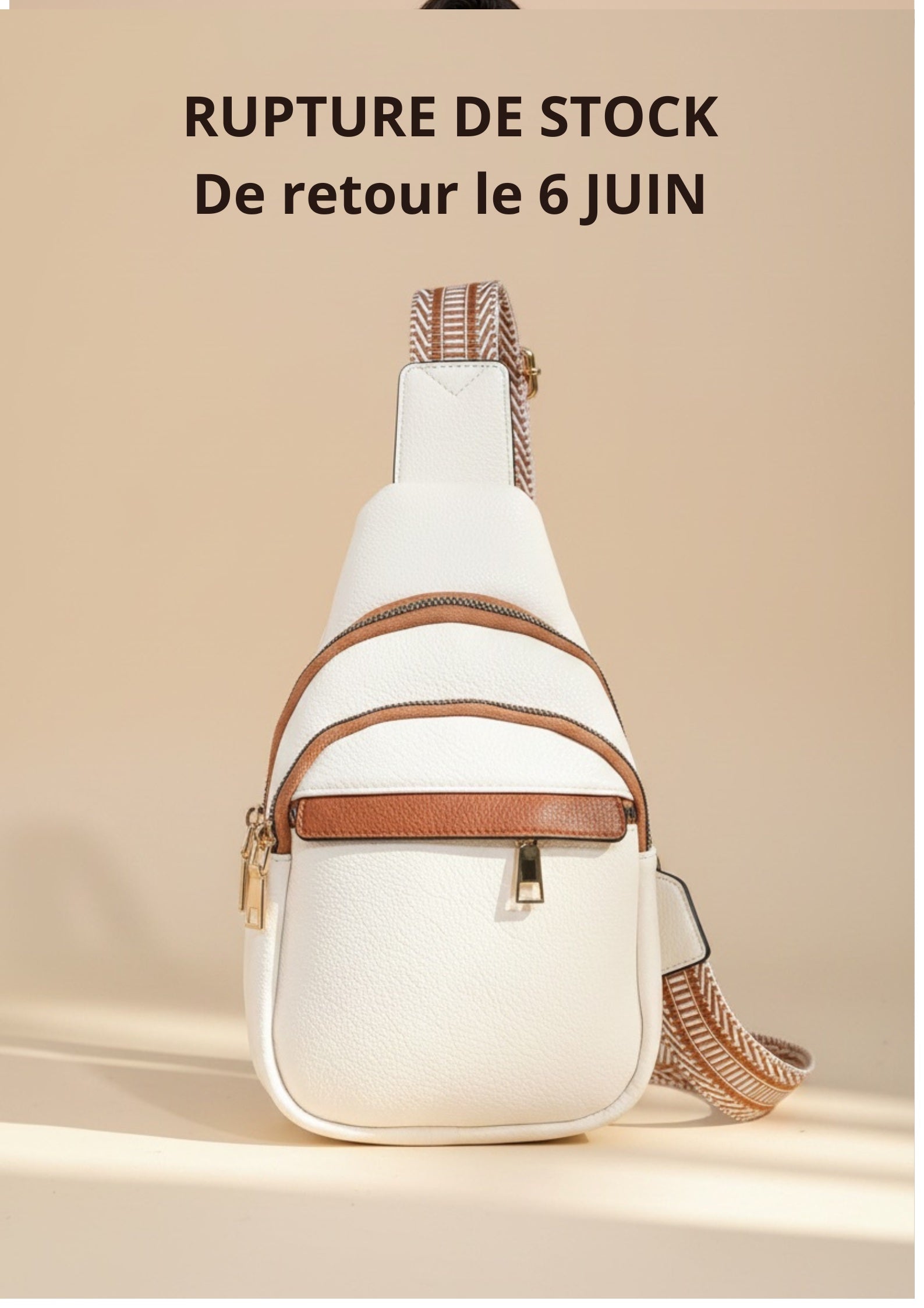 Sac bandoulière sling blanc — Multi-poches & sangle réglable