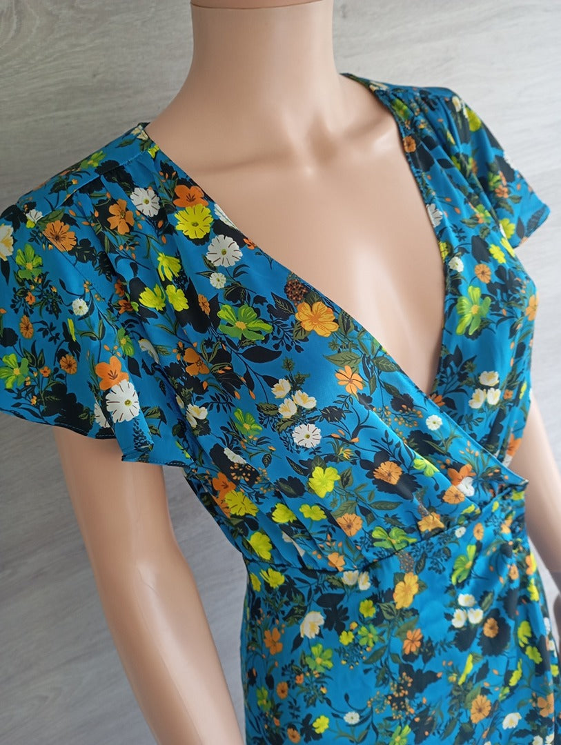 Robe courte Zara - S - Bleu fleuri - Neuf avec étiquette