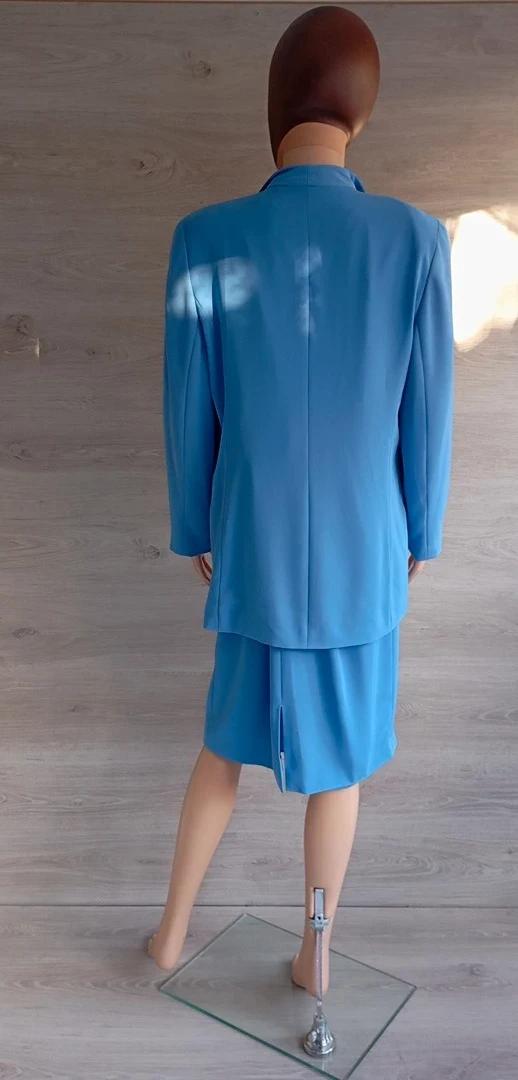 Tailleur bleu clair femme veste et jupe vintage S/m Atika
