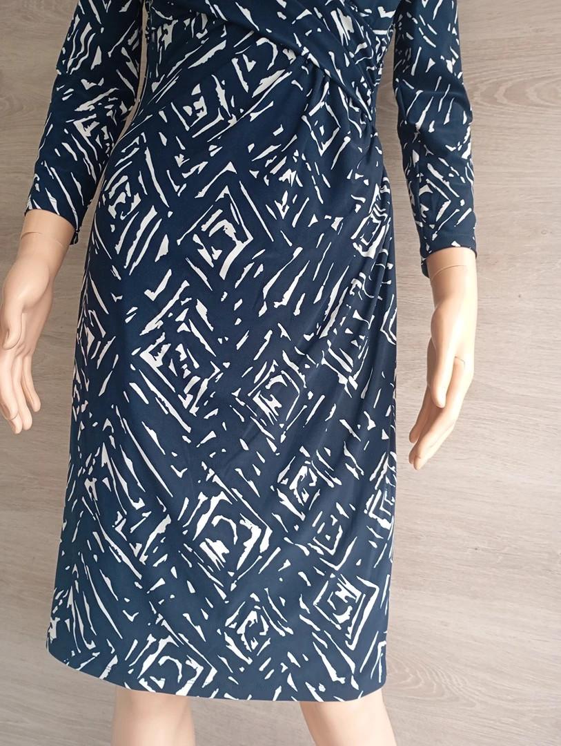 Robe Lauren Ralph Lauren - S - Marine et blanc - manches longues - marine et blanc - col cache coeur