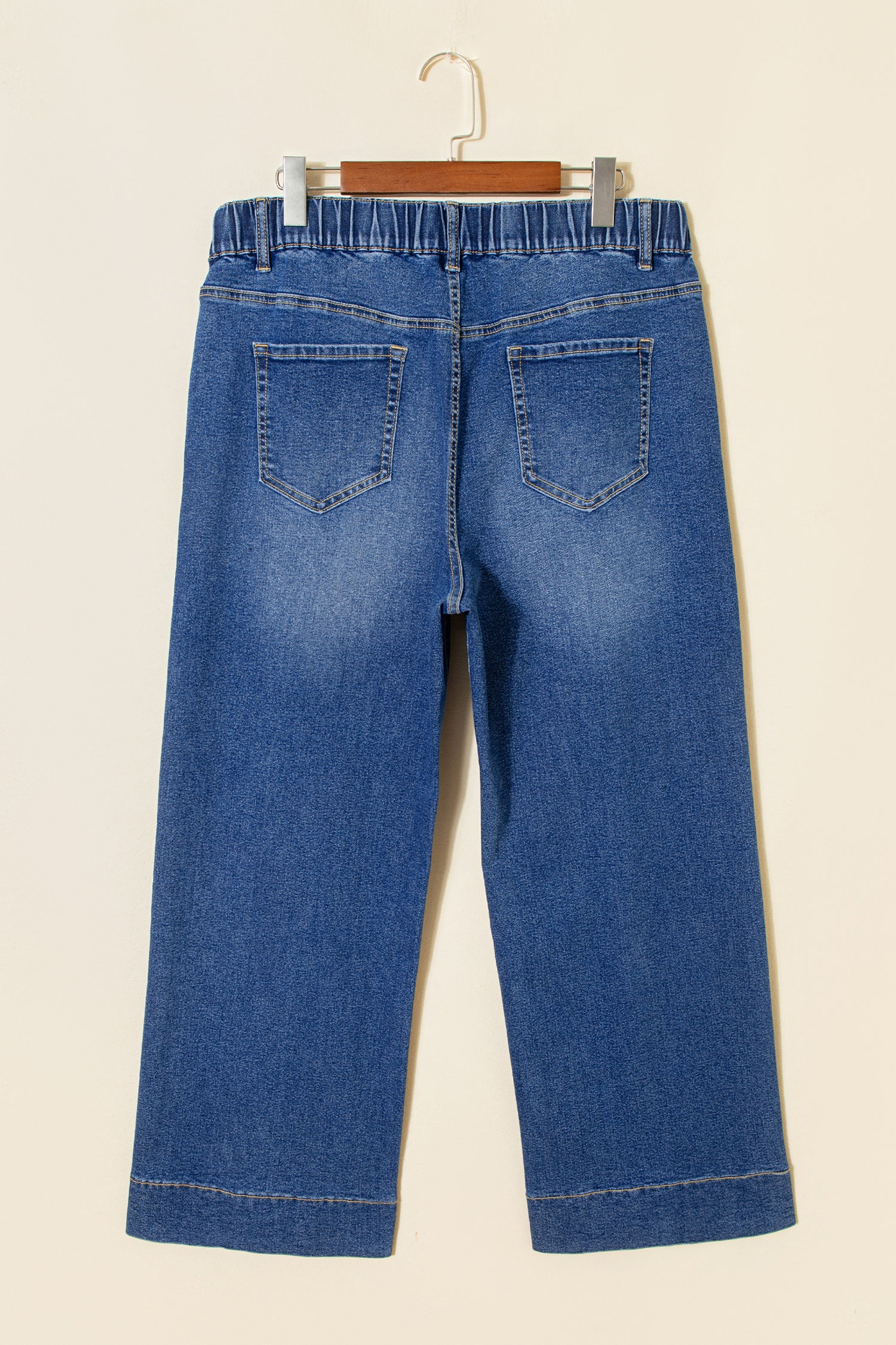 Jean Grande Taille Wide Leg à Lacets Contrastés