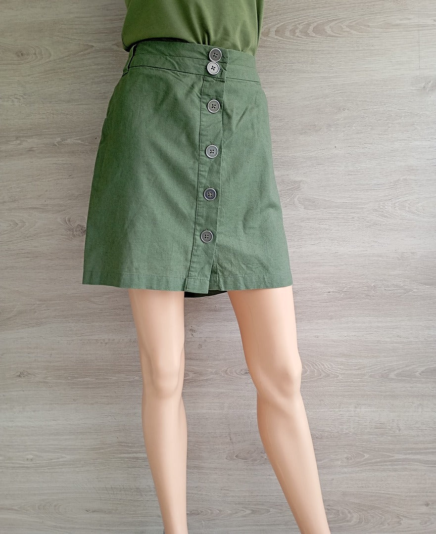 Jupe courte lin & coton kaki - Esmara - T42