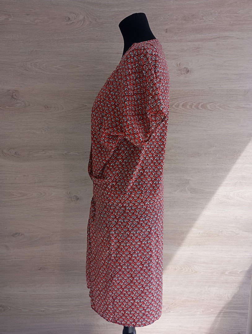 Robe Paul & Joe manches courte - L - Rouge - excellent état - 100% soie