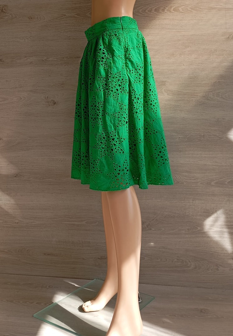 Jupe midi Kookaï broderie anglaise - 40 - Vert - Très bon état - coton