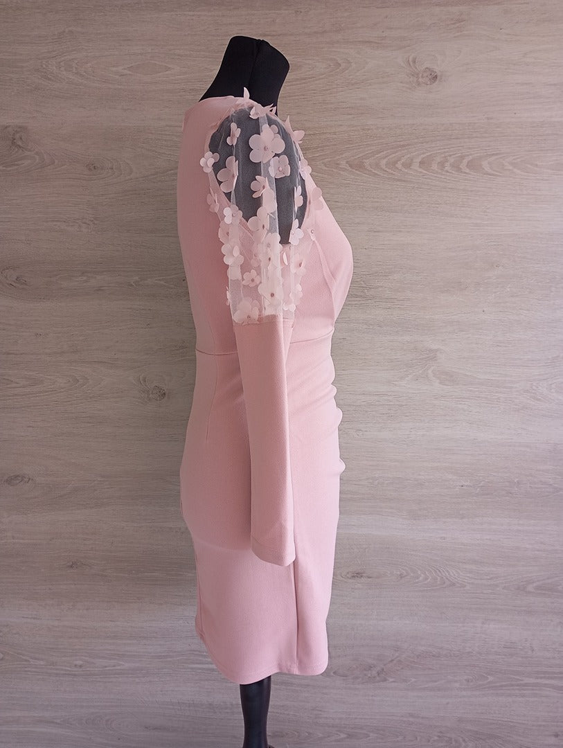 Mini robe rose fuchsia à fleurs en relief — Sheilay — Taille S — Très bon état