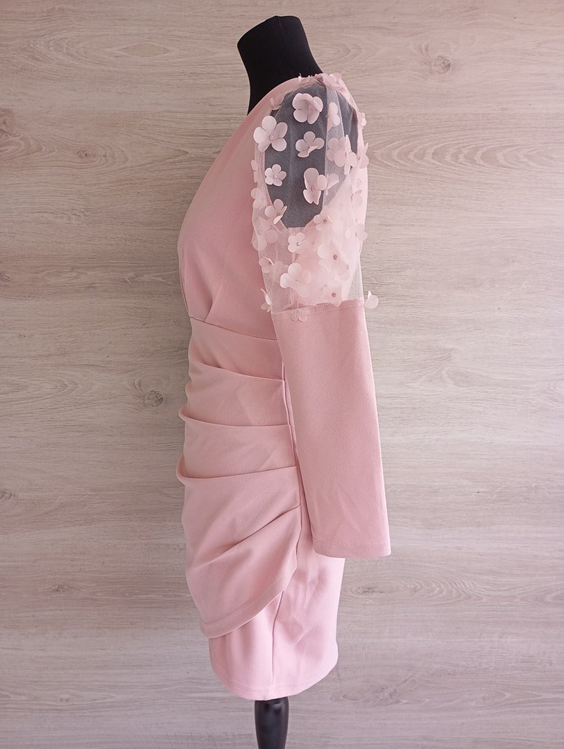 Mini robe rose fuchsia à fleurs en relief — Sheilay — Taille S — Très bon état