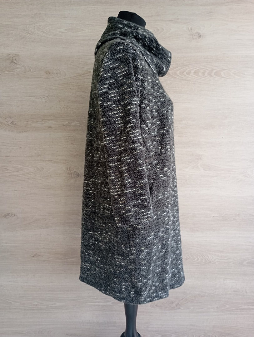 Robe courte d'hiver en maille Moda Carolina - manches longues - S - gris - col cheminé - poches