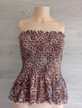 Top bustier peplum Monki - S - Marron leopard - Neuf