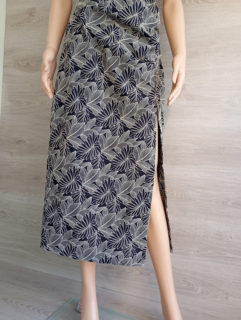 Robe bustier fleurie noir & beige — Zara — Taille L — Neuve
