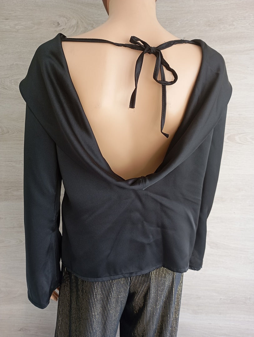 Blouse manches longues 🌸 Armonias -🌸 S - Noir - Neuf avec étiquette - visuel satin