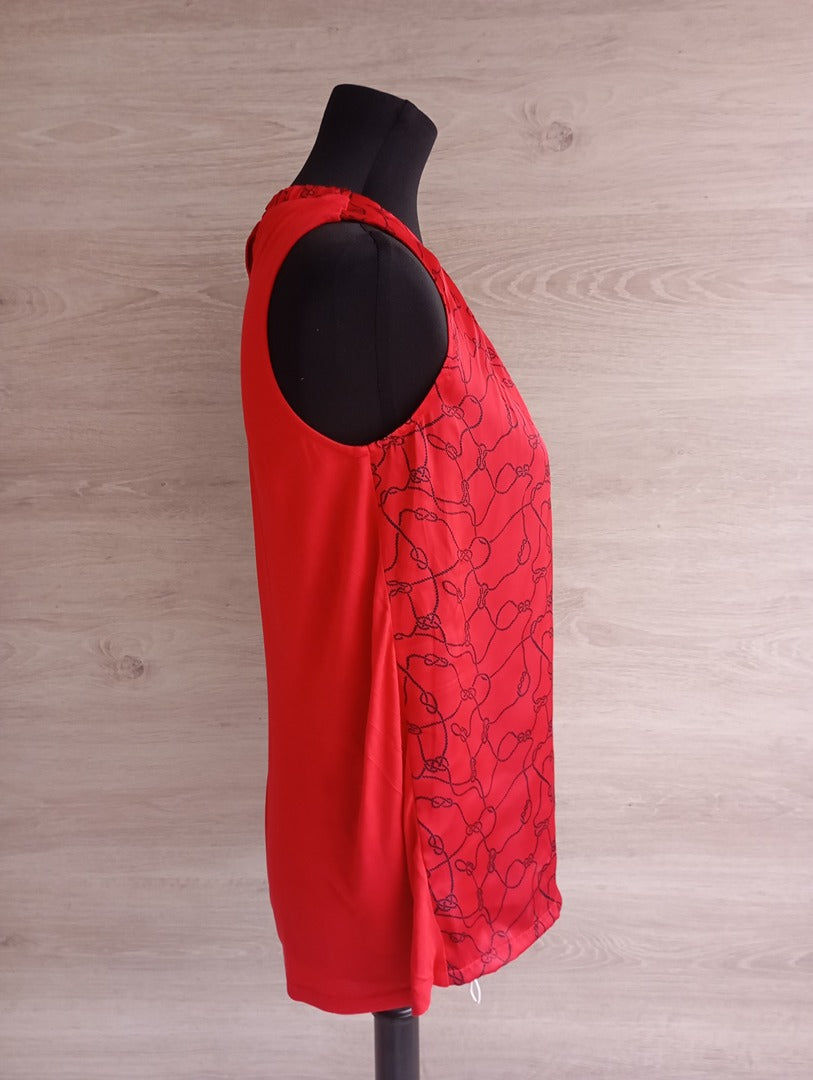 Joli blouse Cortefiel sans manches taille S - Rouge et noir - Neuf avec étiquette