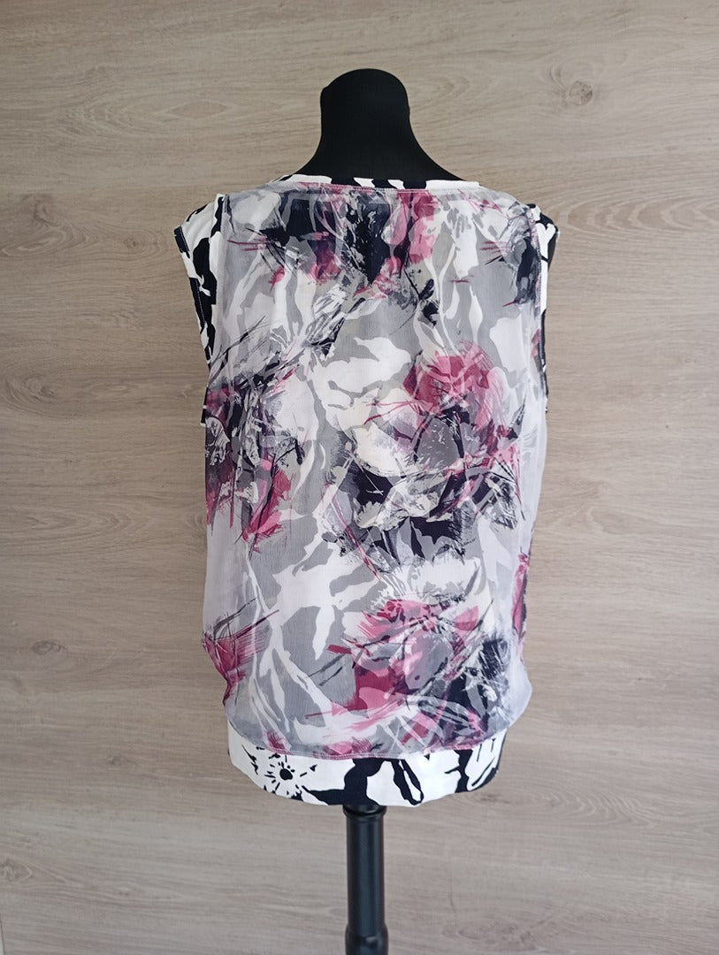 Blouse sans manches Basler - 46 - Blanc/multicolore - Très bon état