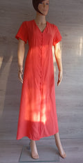 Belle robe longue dos nu manches courtes - Calie Paris Taille S - Orange - Neuve