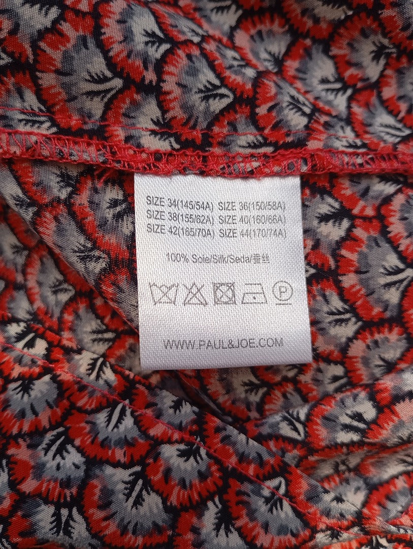 Robe Paul & Joe manches courte - L - Rouge - excellent état - 100% soie