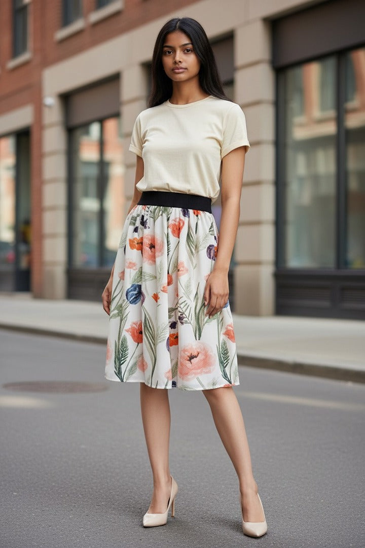 Jupe 🌸 H&m 🌸 M - Blanc/multicolore - Neuf avec étiquette - motif floral