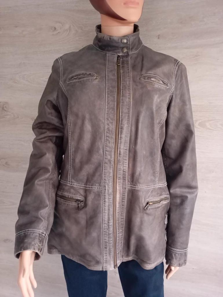 Jolie veste femme - en cuir véritable - Mcs - beige sable - style vintage américain - taille L/xl