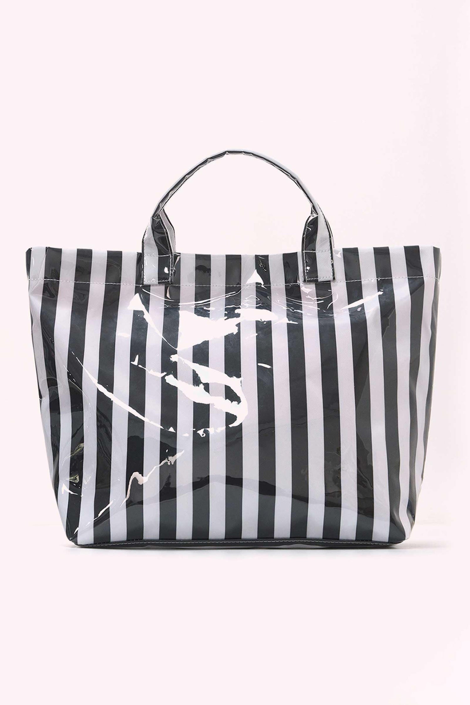 Grand Sac Cabas Vinyle Rayures Noir & Blanc