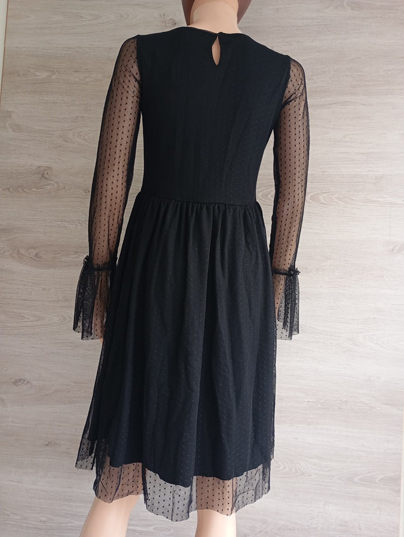 Superbe robe plumetis avec manches transparentes - Na-kd taille S - Noir - neuve