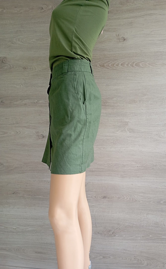 Jupe courte lin & coton kaki - Esmara - T42