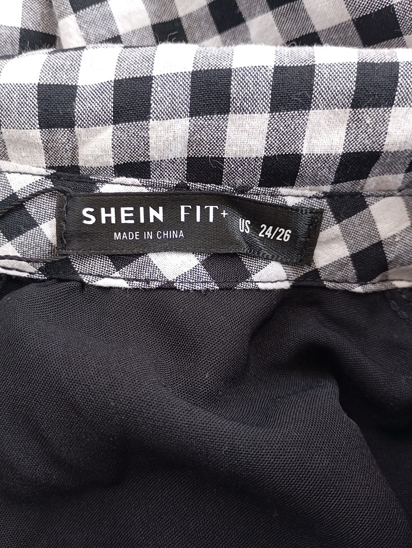 Robe Shein Fit+ - 56/58 - Noir - Manches longues - motif vichy