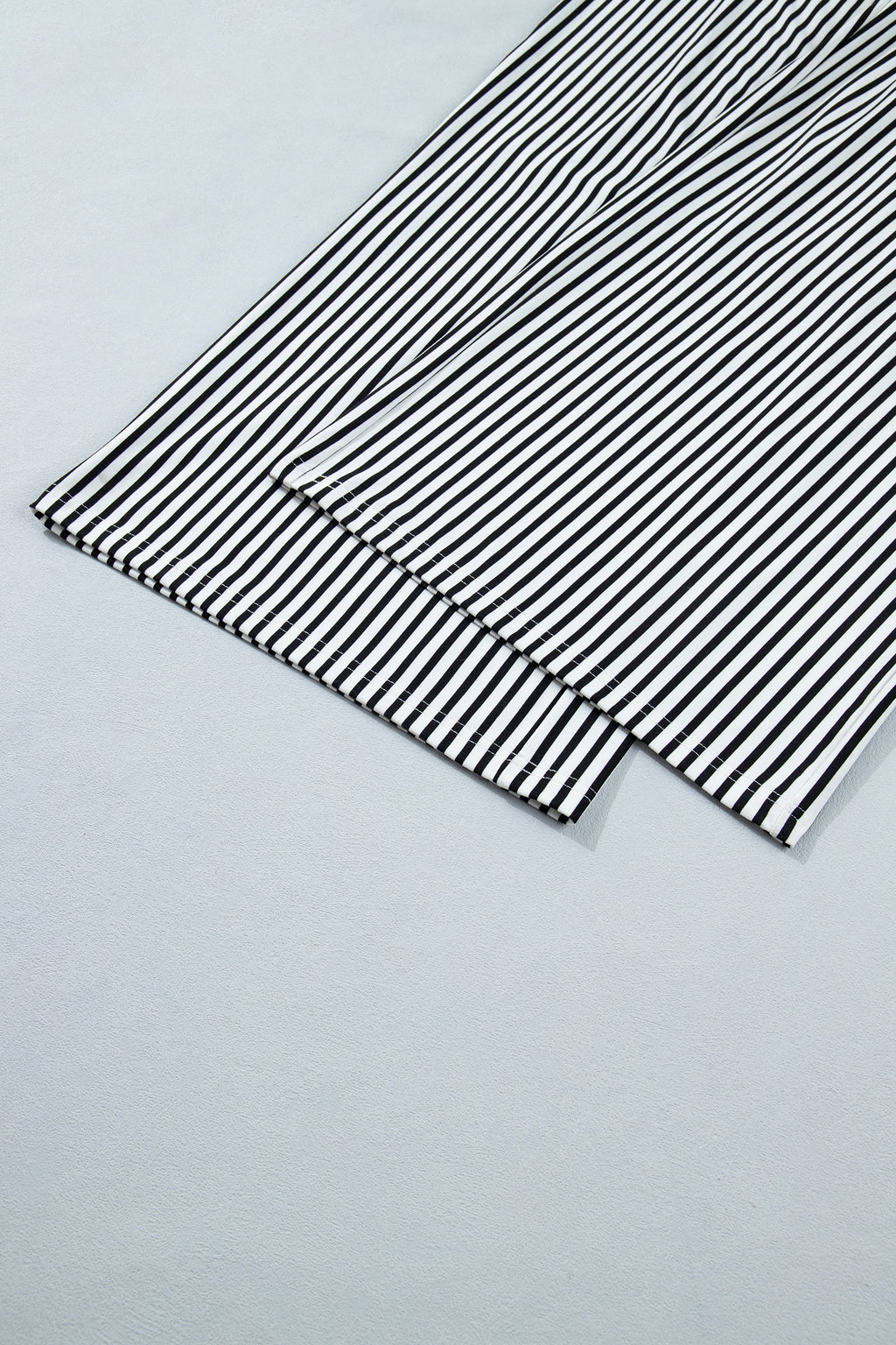 Pantalon Large à Rayures Noires — Taille Élastique & Poches Grande Taille