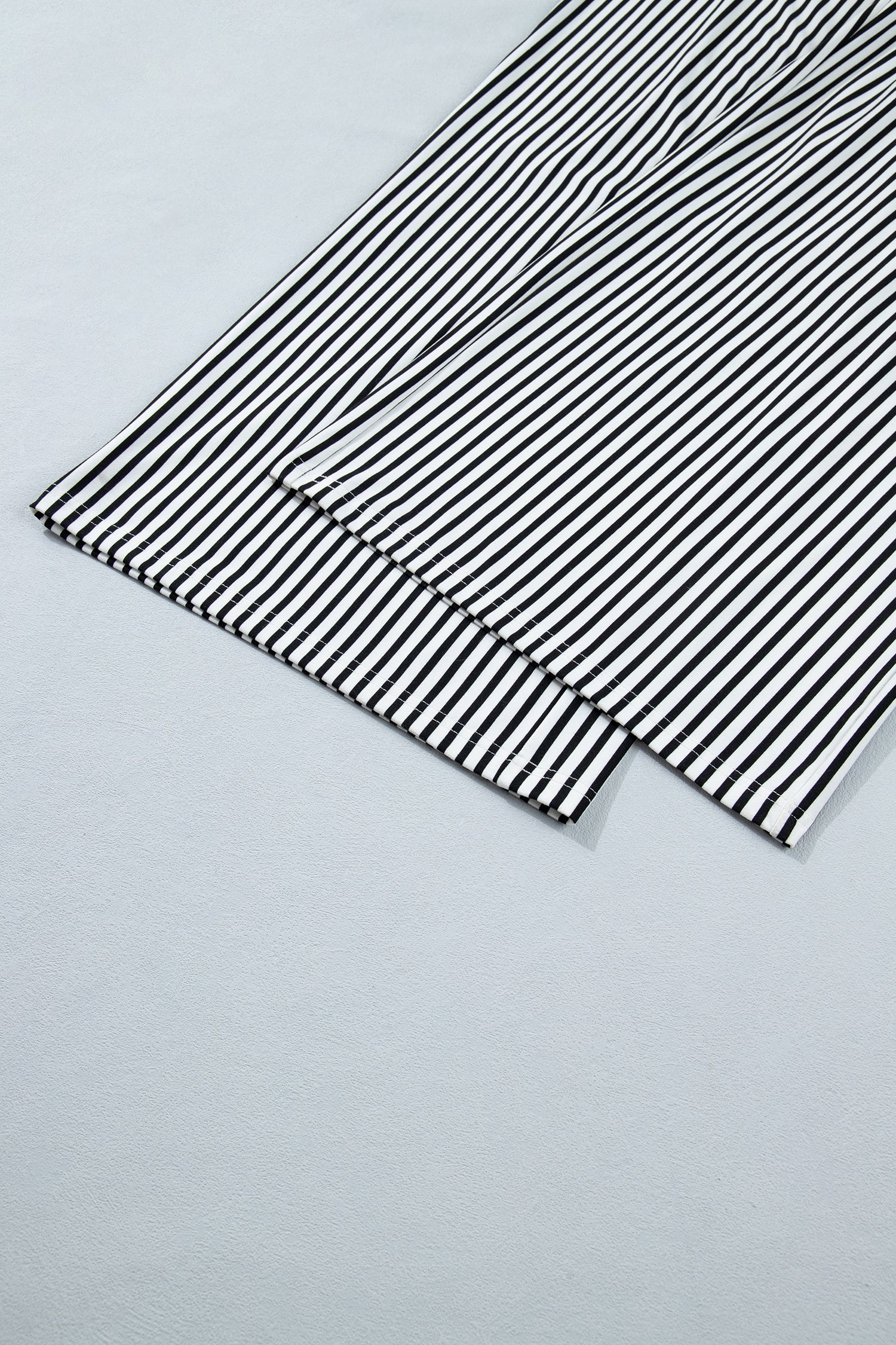 Pantalon Large à Rayures Noires — Taille Élastique & Poches Grande Taille