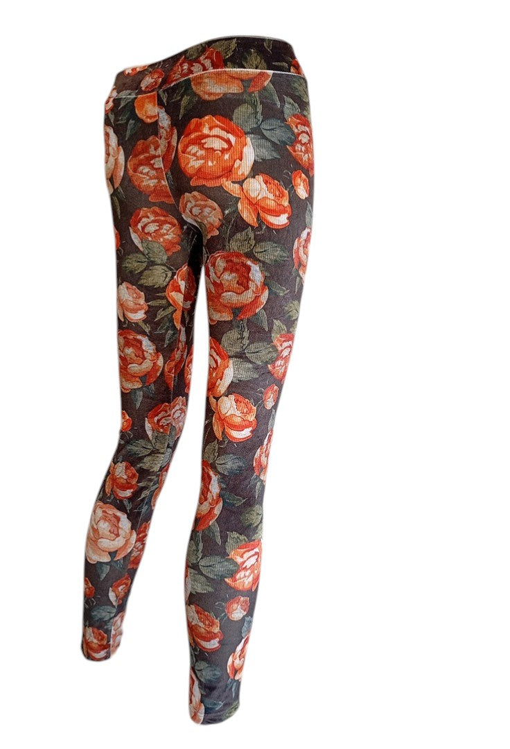 Legging Via Delle Rose - M - Multicolore - motif floral - velours