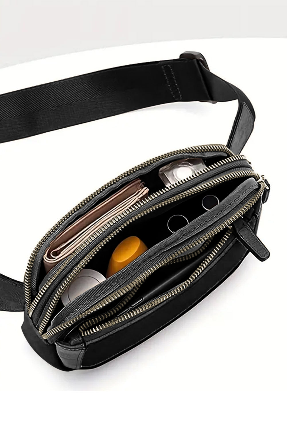 Sac bandoulière minimaliste noir - Multi-compartiments