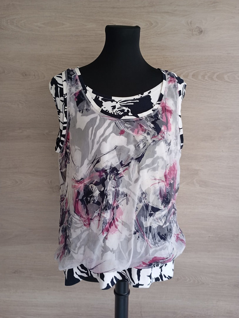 Blouse sans manches Basler - 46 - Blanc/multicolore - Très bon état