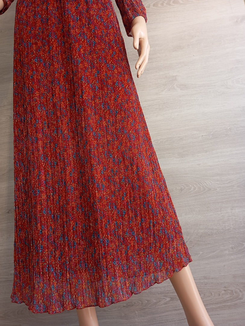 Robe longue manches 3/4 - Holly & Joey - S - Bordeau/multicolore - Très bon état
