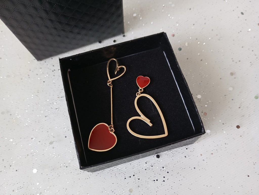 Boucles d'oreilles manchette - Doré et rouge - Neuf