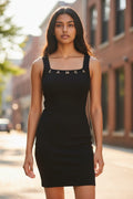 Robe mini noire détails dorés — Lança Perfume — Taille XS — Neuve