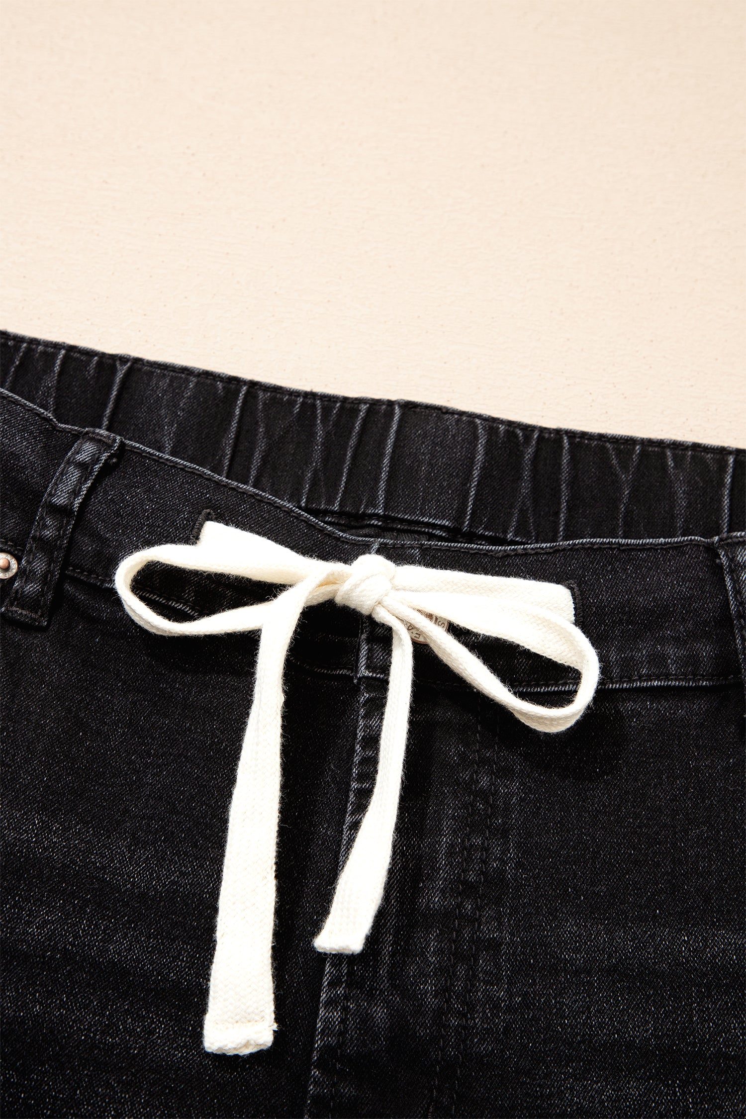 Jean Grande Taille Wide Leg à Lacets Contrastés